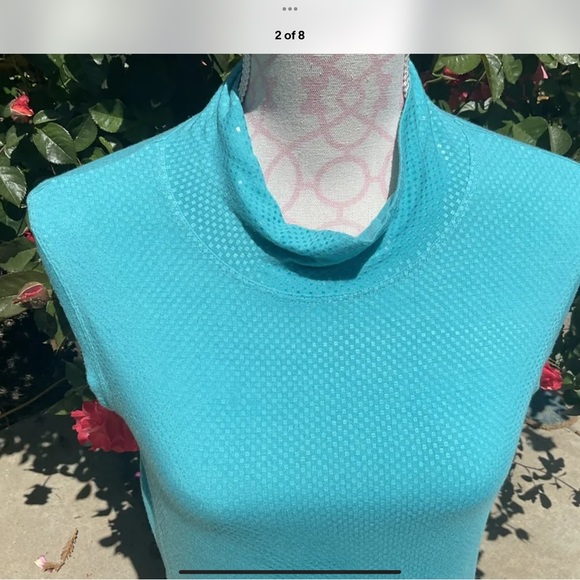 St John Sz L Aqua 💦 Turquoise Shimmering paillette dress Tank Top For jacket - Picture 2 of 5
